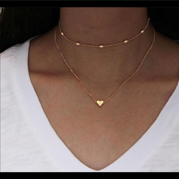 Double Layer Heart Necklace - Picture 5 of 6